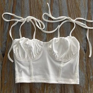 White Going Out Top Women’s Cute With Ties Size XS Never Worn